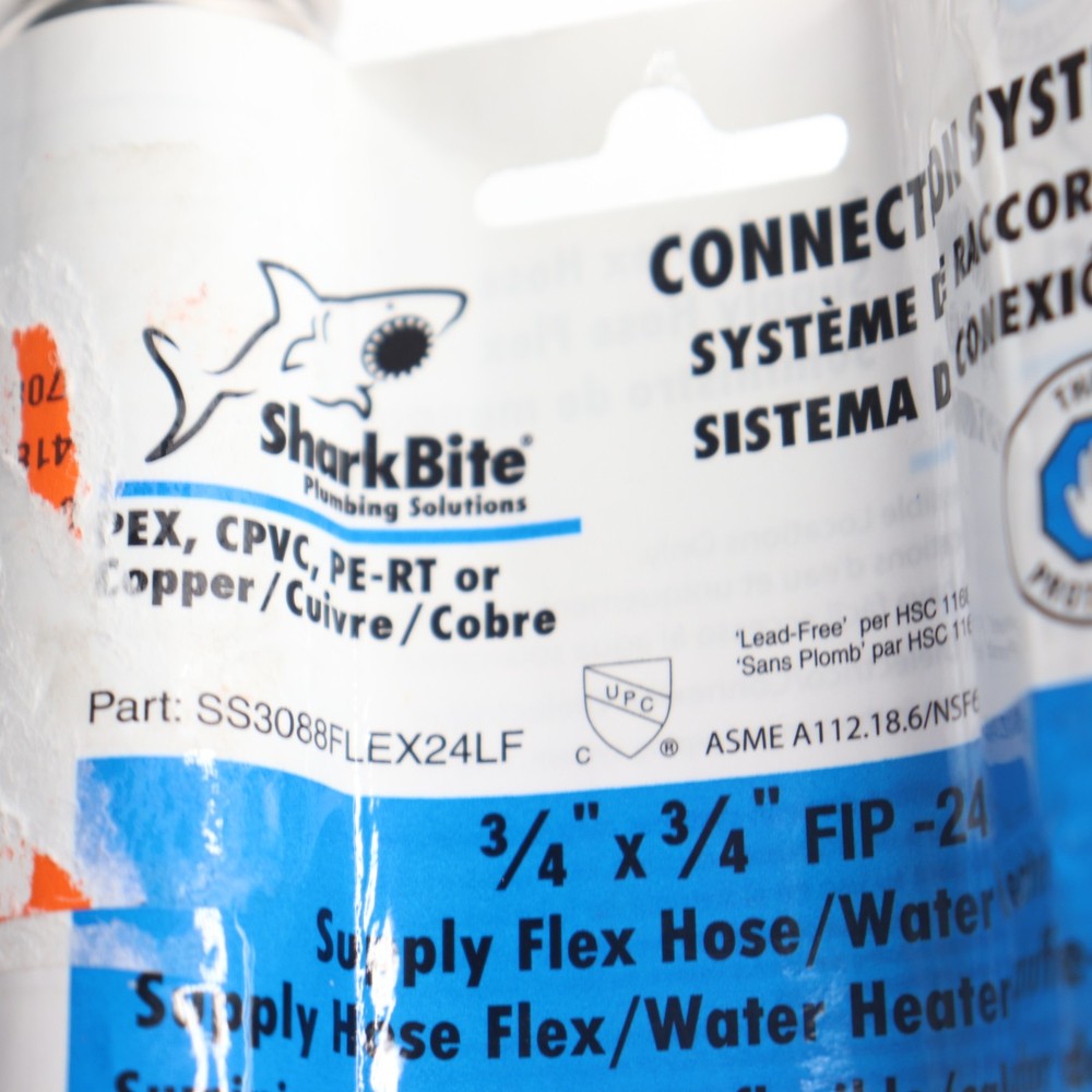 Sharkbite Corrugated Water Heater Connector Steel 3/4" x 3/4" x 24" SS3088FLEX24