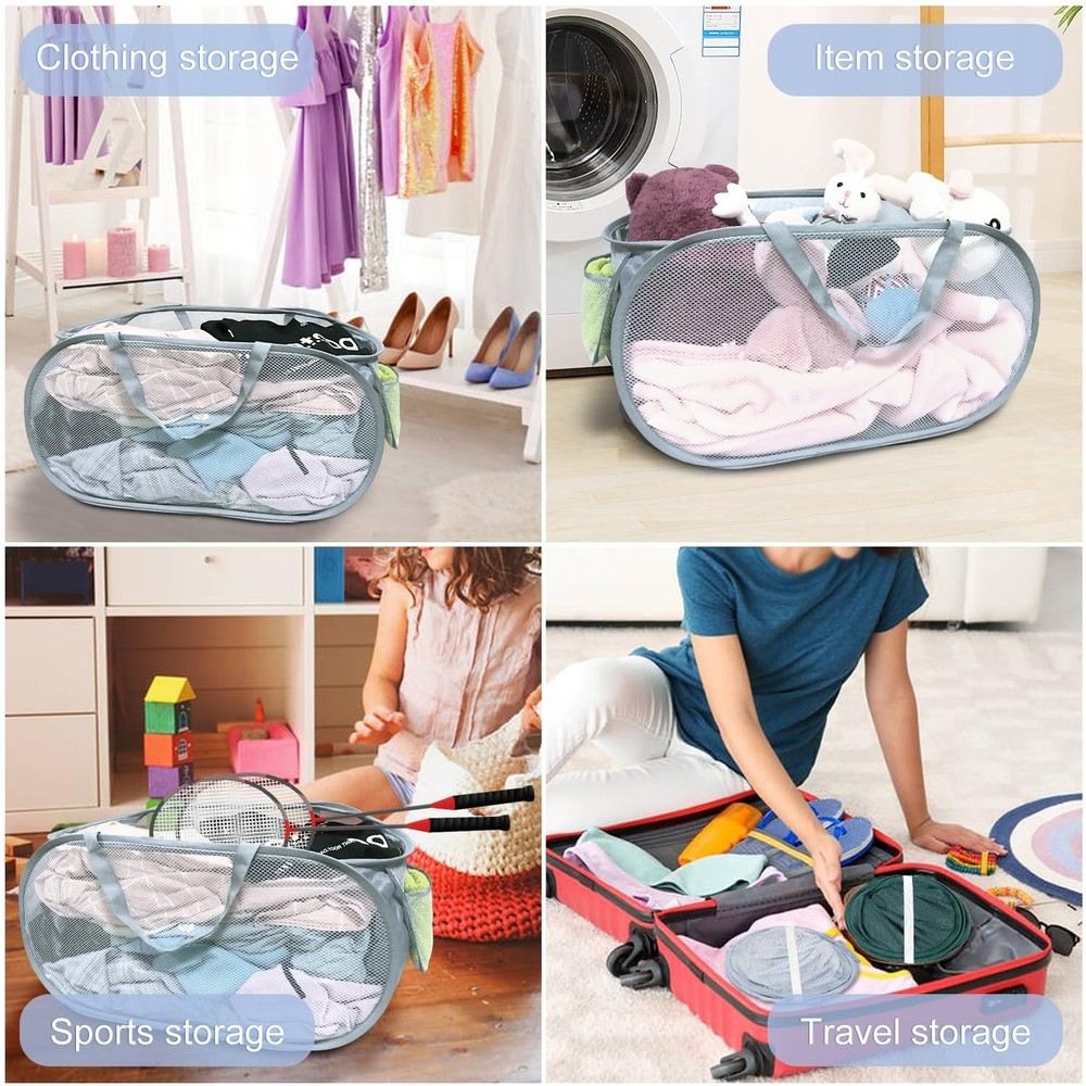 2PCS Mesh Laundry Hamper,Collapsible Laundry Baskets,75L Large Foldable Dirty...