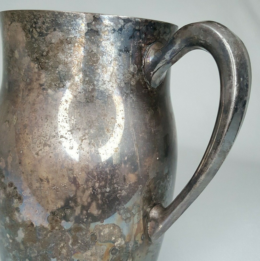 Vintage Silverplate Tarnished Pitcher 7.5" Tall