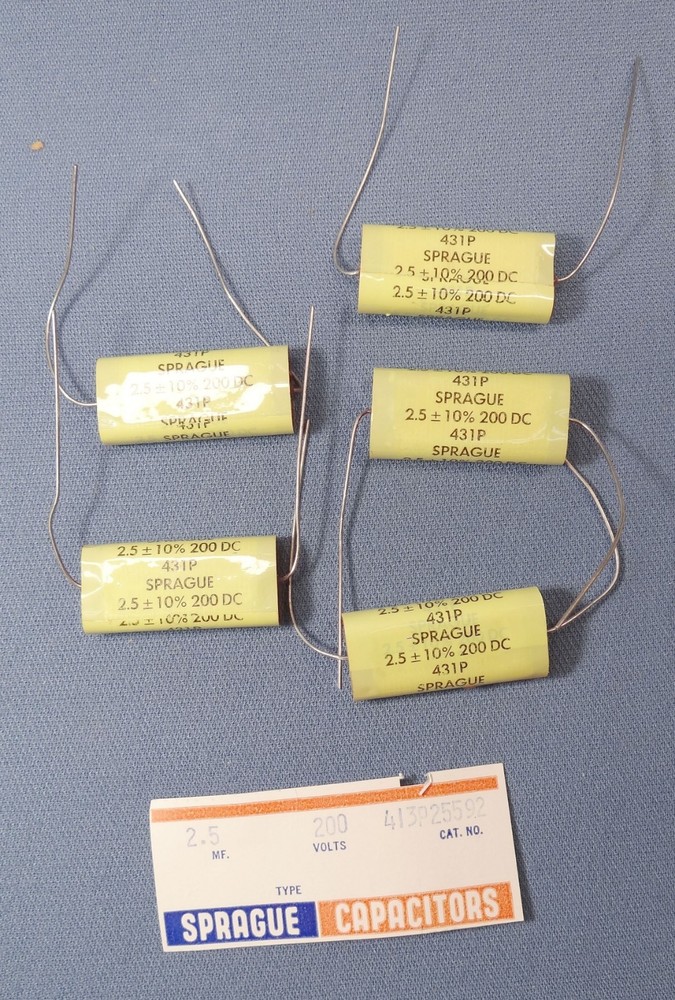 5 COUNT SPRAGUE 431P POLY CAPACITORS 2.5+/- 200 DC