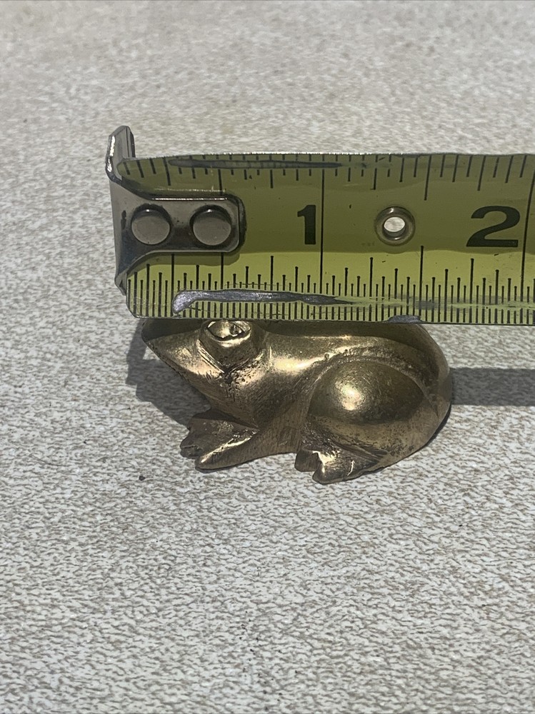 Brass Toad Paperweight Statue Vintage