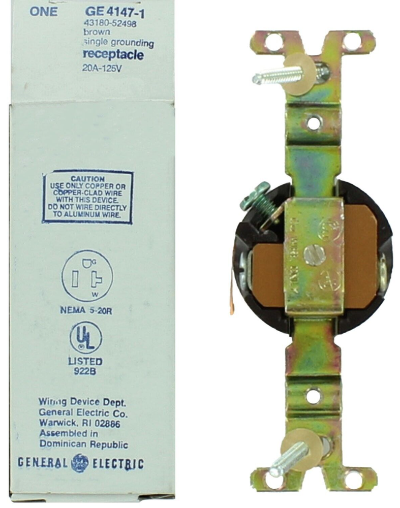 GE 4147-1 20A Single Receptacle - Brown