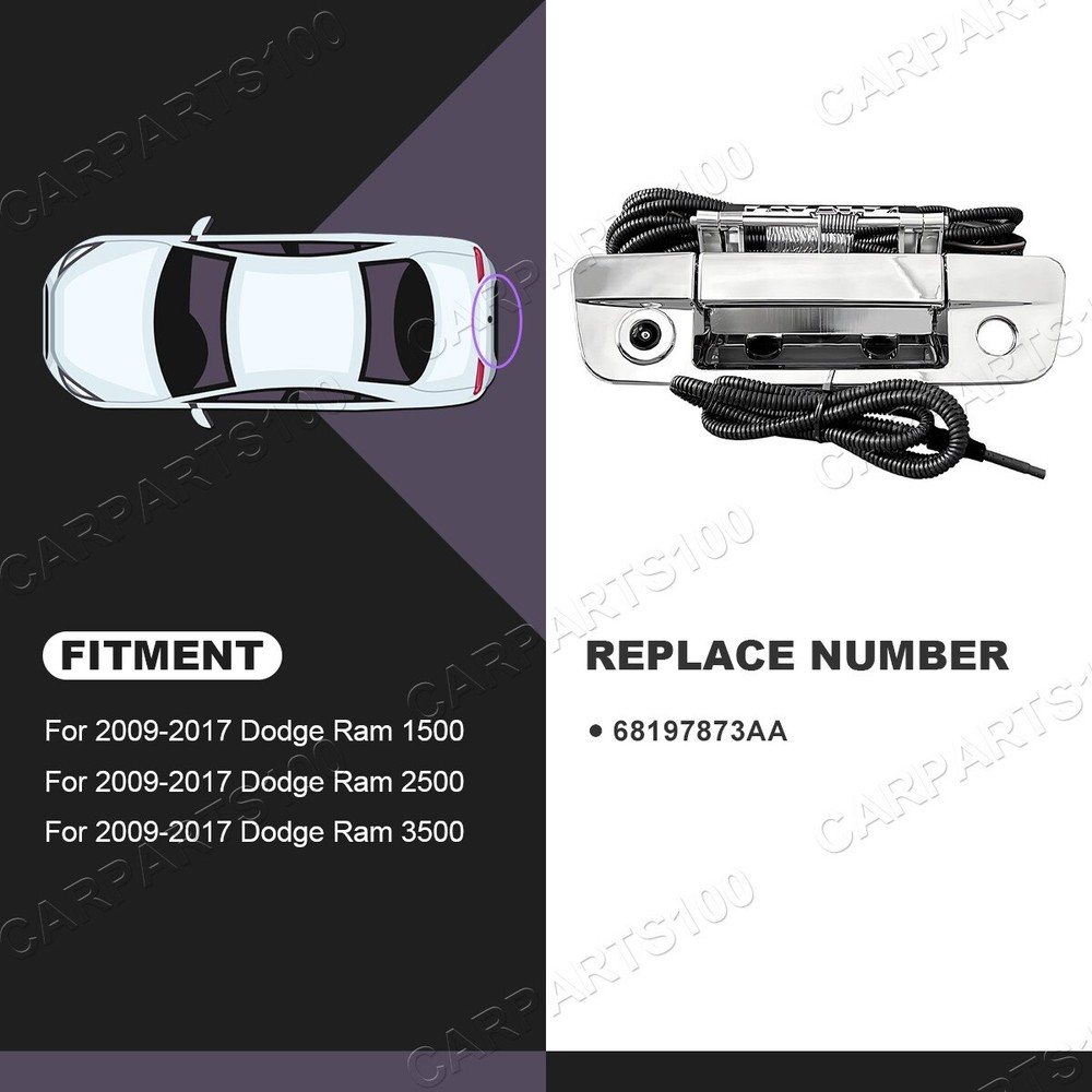 Chrome Tailgate Handle Backup Camera For 2009-17 Dodge Ram 1500 2500