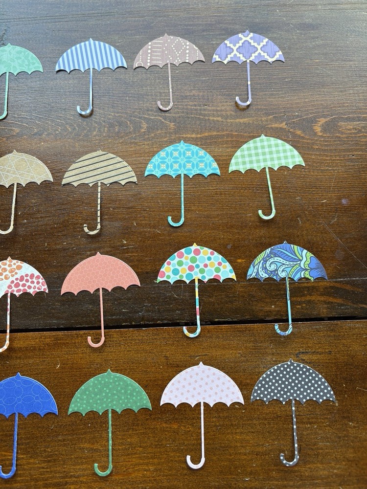 Umbrella Die Cut Outs Card Embellishments Mixed Patterns