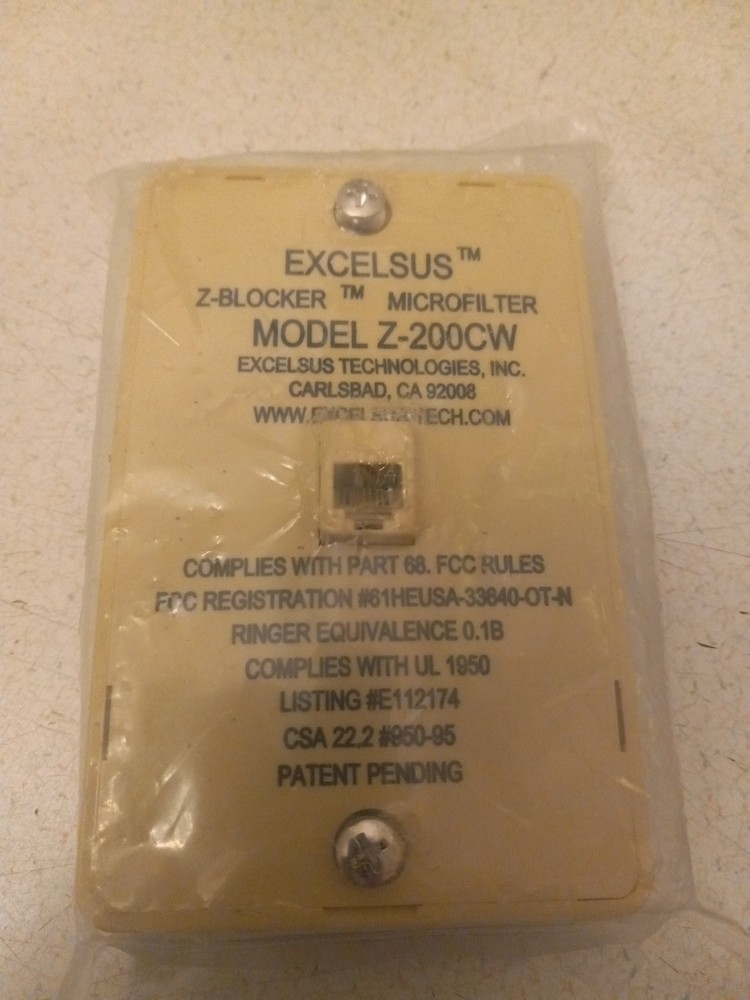 Excelsus Technologies Z-Blocker Microfilter Model Z-200CW DSL Filter New Sealed