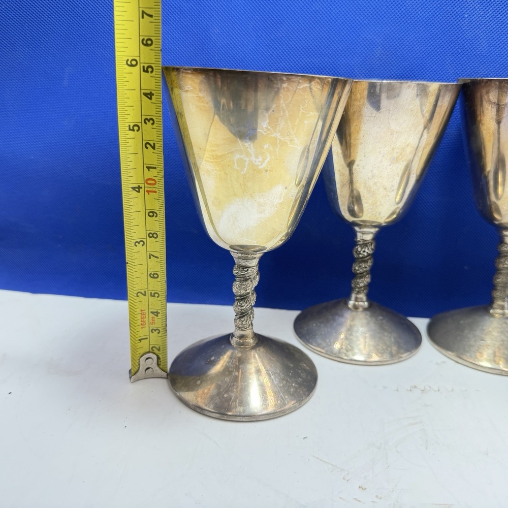 Wine Goblet X 4 Primrose Plate Made In Spain Grapevine Pattern Plate On Copper