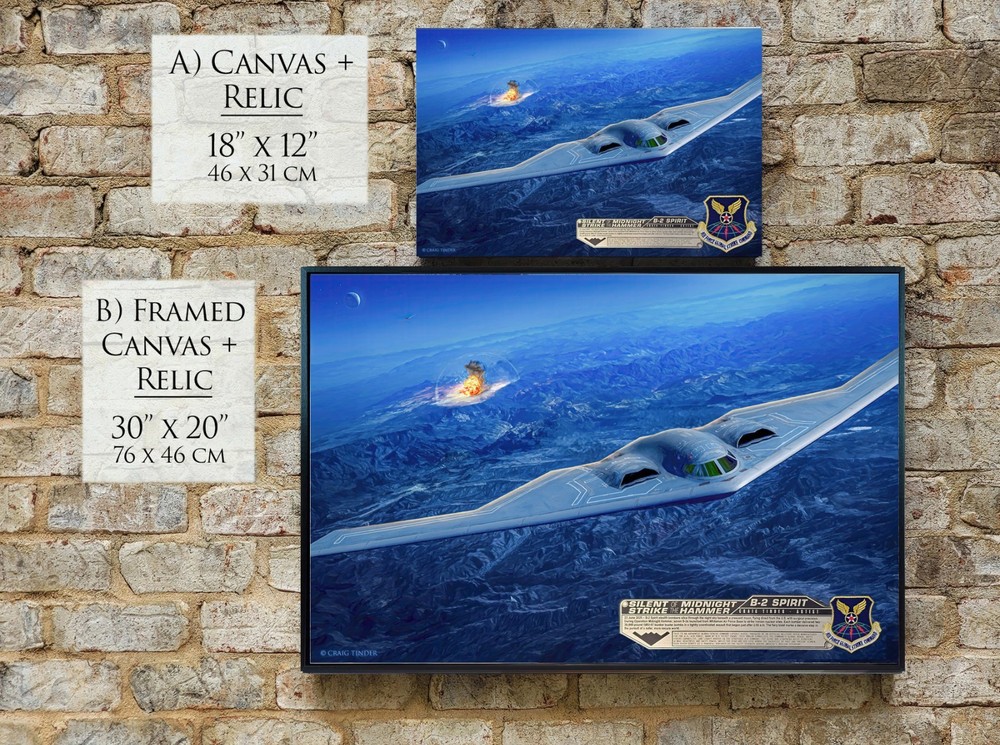 B-2 Spirit Bomber - Midnight Hammer - 30"x20" Canvas | INCLUDES: B-2 Patch