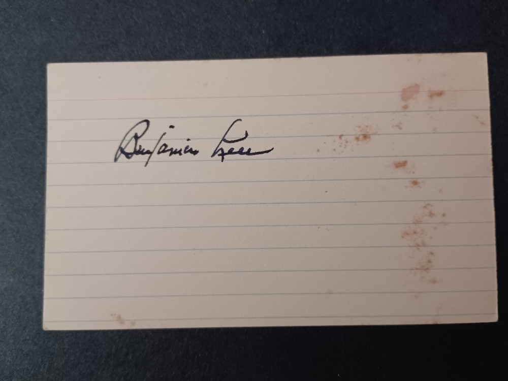 Benjamin Lees (d. 2010) Signed Index Card - Classical Music Composer