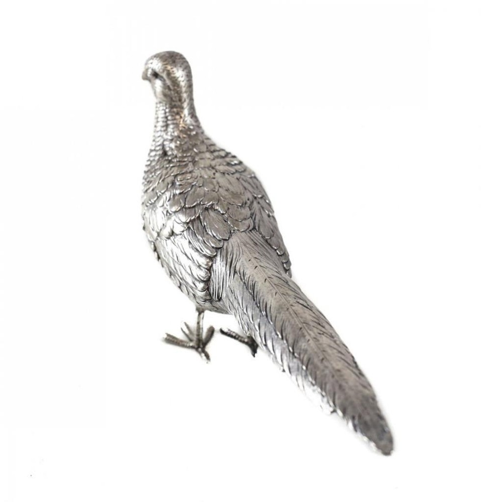 German Hanau Silver Pheasant Bird Table Ornament.