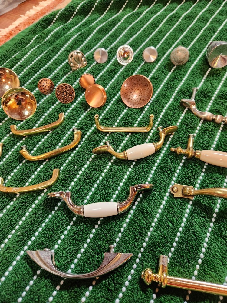 Lot 39 Mixed Vintage Drawer Pulls Knobs Brass Chrome Ceramic Mid-Century/Modern