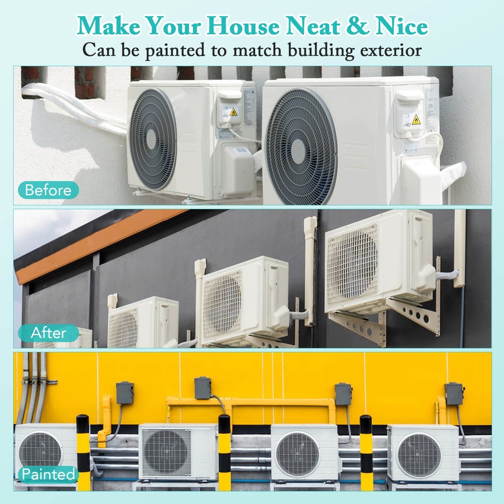 4" PVC Decorative Mini Split Line Set Cover w/ Flexible Duct & Straight Duct