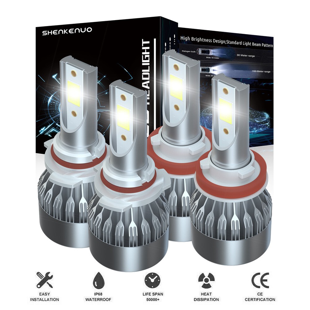 9005 H11 LED Headlight KIT Combo Bulbs 10000K High&Low Beam Super Bright White