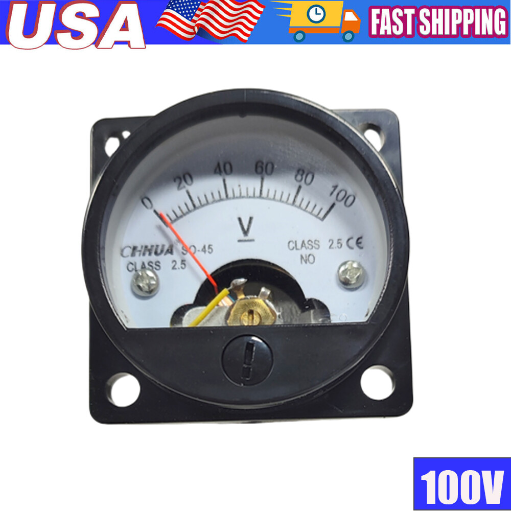 DC 0-100V Analog Voltmeter Analogue Voltage Panel Meter SO45 Directly Connect US