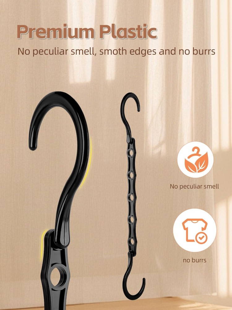 Black Magic Space Saving Hangers 10 Pack, Premium Smart Hanger Hooks, Sturdy ...