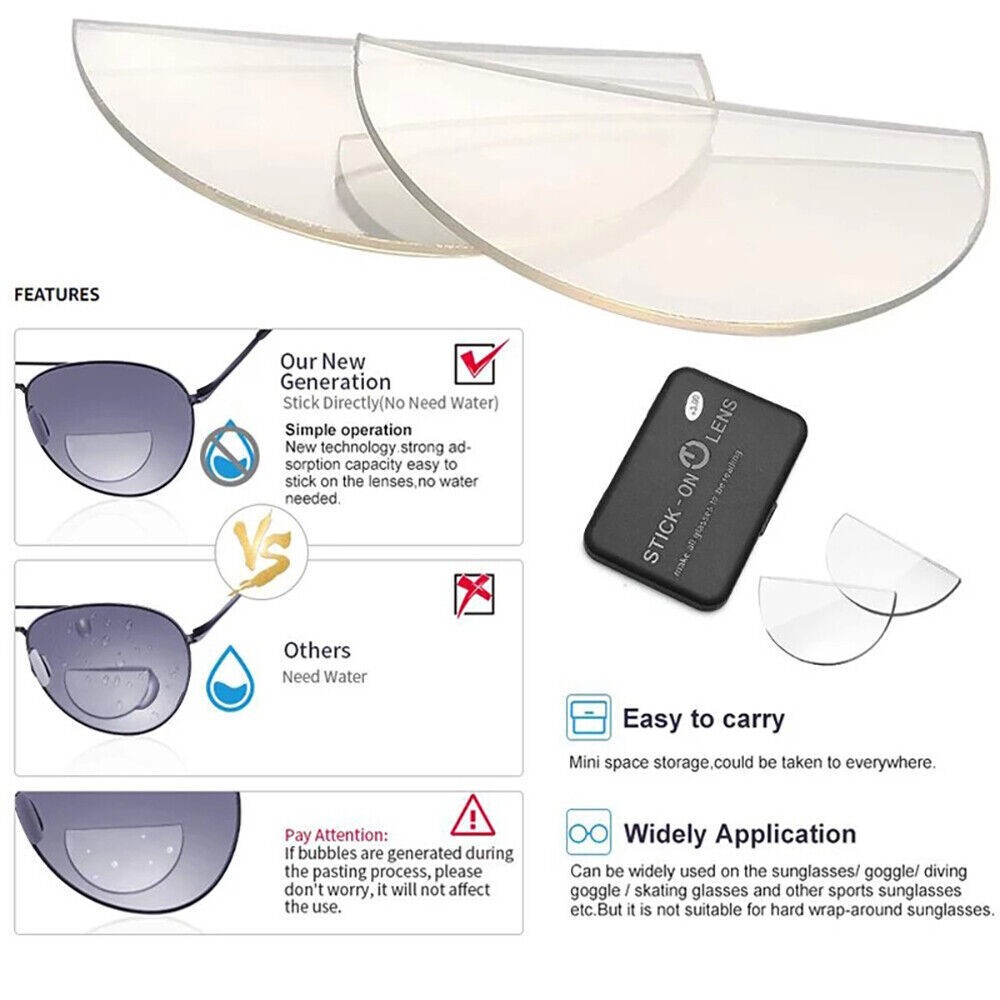 Reusable Stick-on Bifocal Lenses Reading Glasses Replacements Patch 1.0 - 5.0