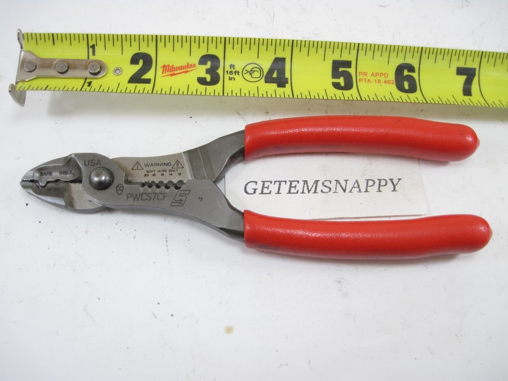 Snap On Red Handle Wire Stripper/Cutter/Crimper Pliers PWCS7CF NICE