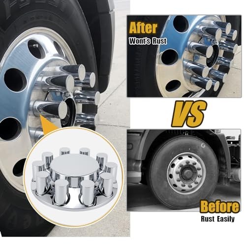 ABS Chrome Plastic Front Axle Cover Kits with 33mm Thread-on 2 Set Flat Top