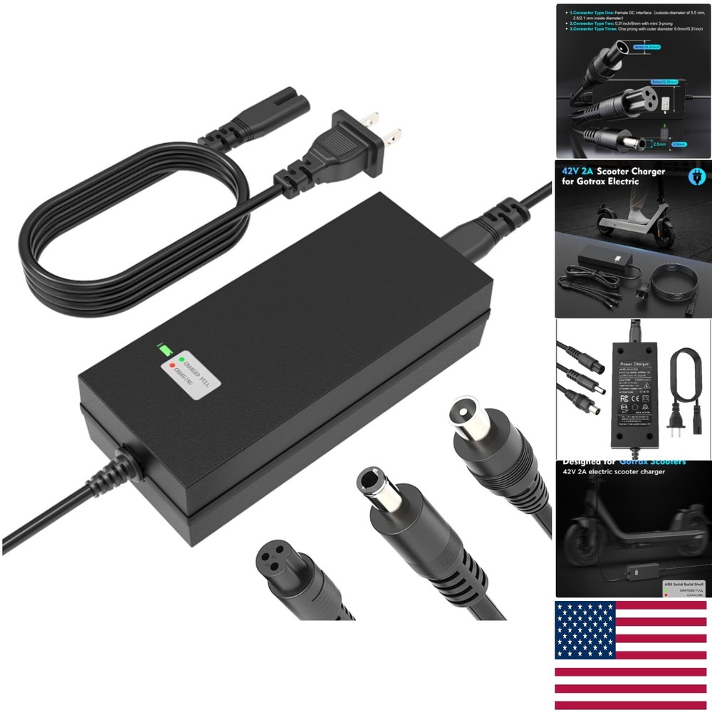 Universal 42V 2A Fast Charger - 3 Connector Types for 36V Lithium Batteries