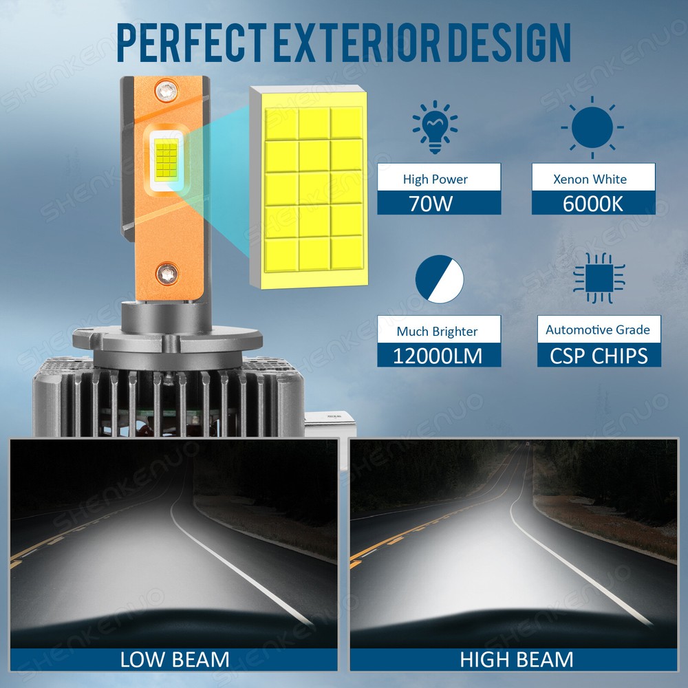 D1S D2S D3S D4S D5S LED Headlight Light Bulb Lamp Conversion Kit 6000K White 2PC