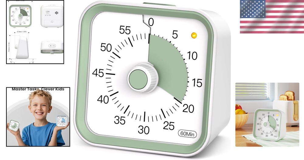 Portable Visual Countdown Timer for Kids - 60-Minute Timer with Pause, White
