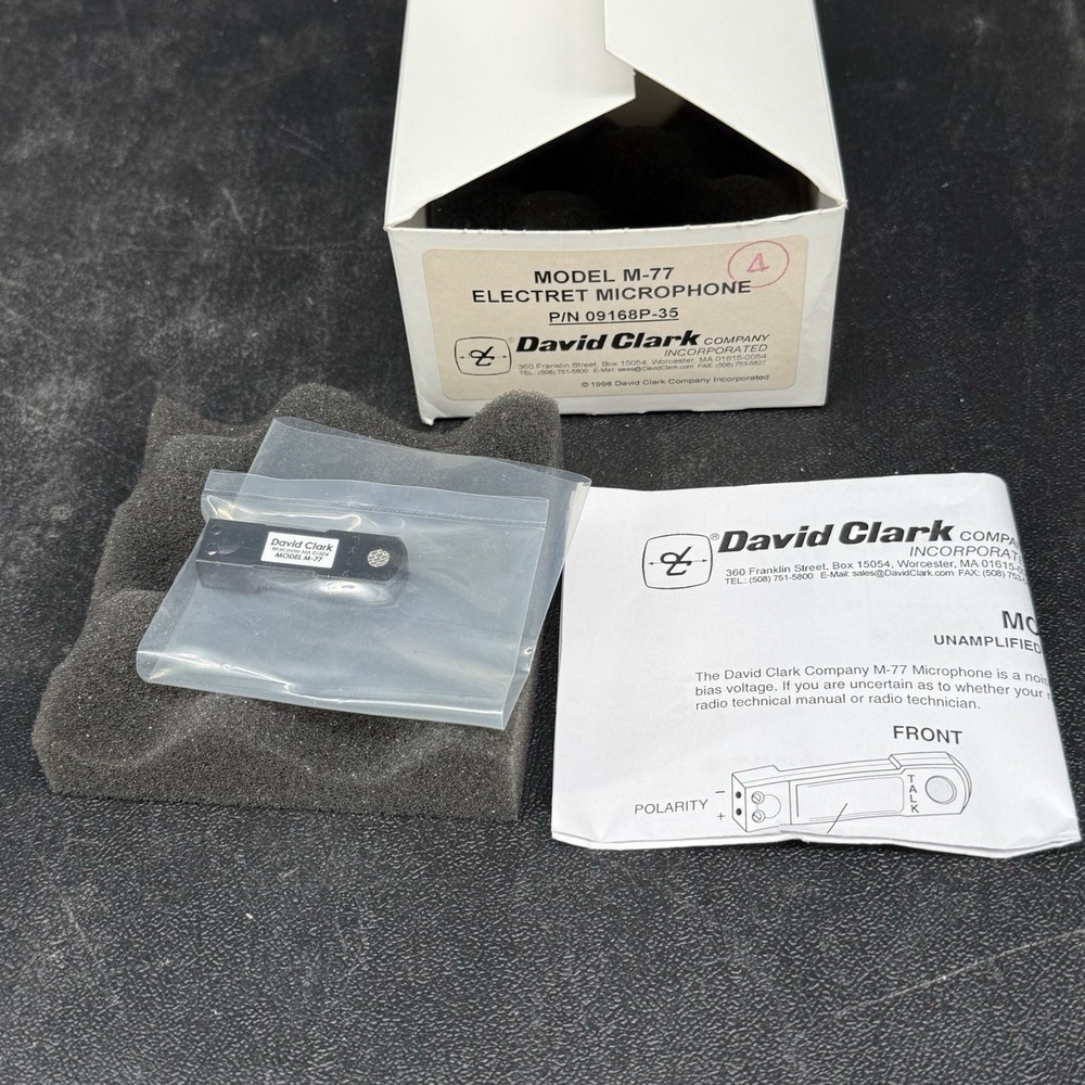 ORIGINAL DAVID CLARK MODEL M-77 ELECTRET  MICROPHONE