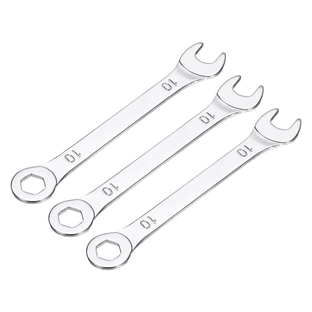 3pcs 10mm Thin Combination Wrench with Offset 6-Point End and Angled Open End
