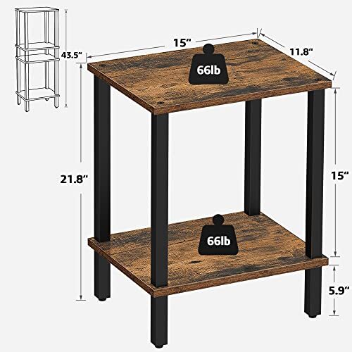 End Table, Side Table, Nightstand, 2-Tier Storage Shelf, Sofa Table 1 Brown