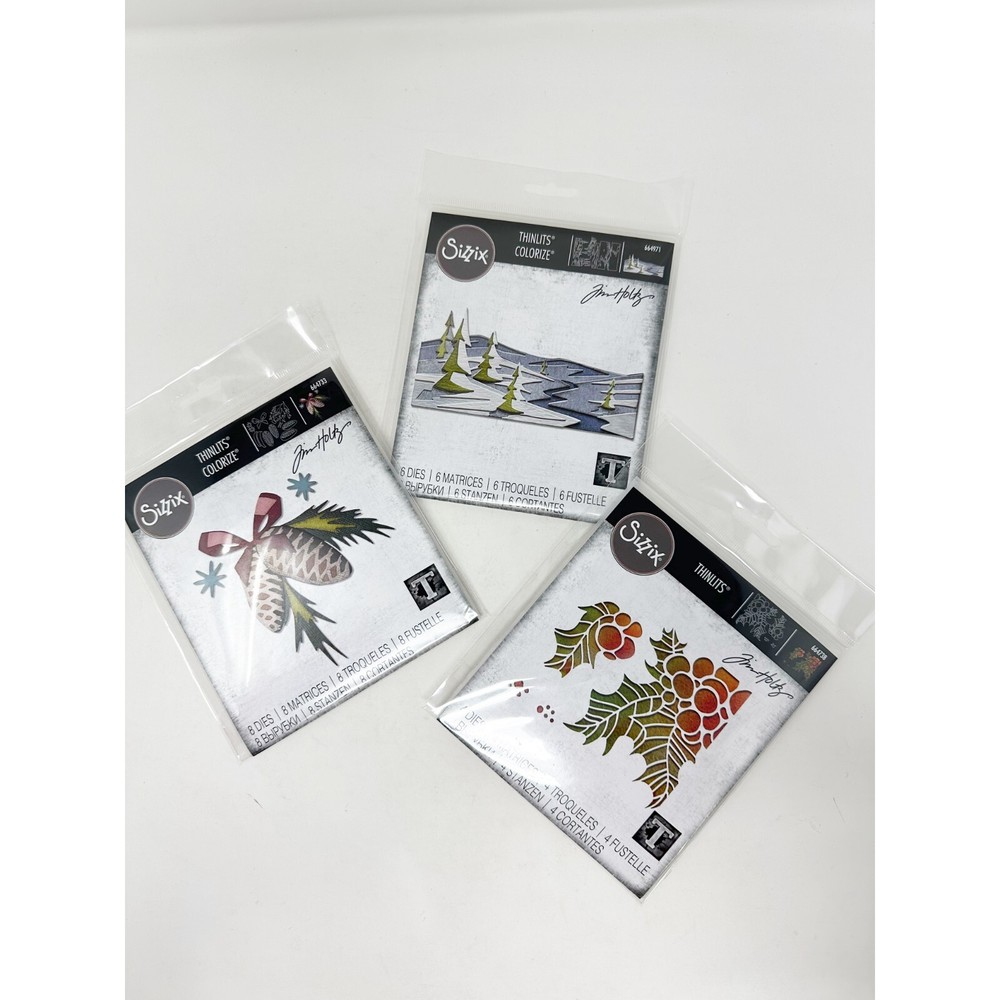 Sizzix Tim Holtz Christmas Thinlits Bundle Snowscape Holly Berries NEW