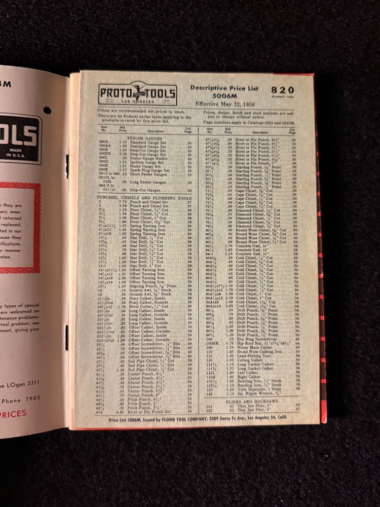 Proto Tools Catalog No. 5023M