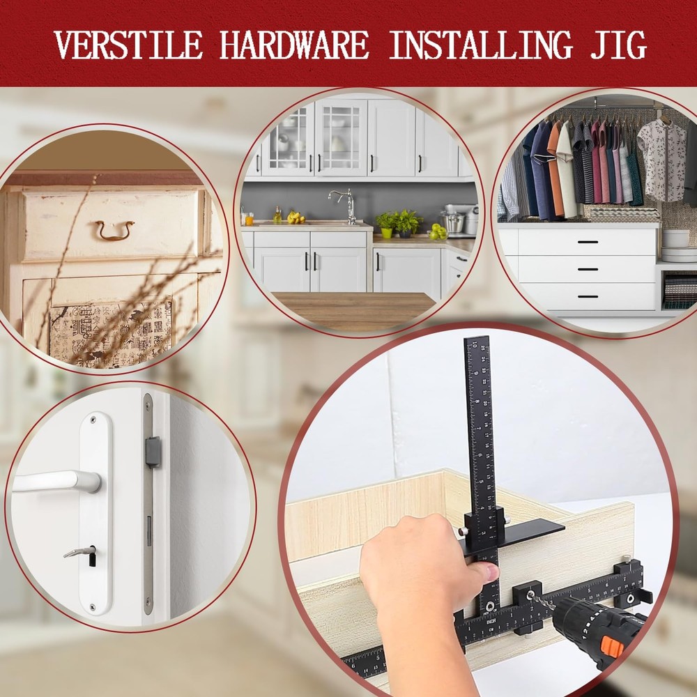 Cabinet Hardware Jig, Cabinet Handle Template Jig Tool Adjustable Drill Guide...
