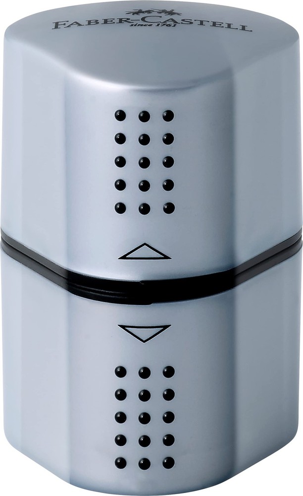 Faber-Catell Trio Sharpener Box Grip 2001 Silver pencil sharpener,