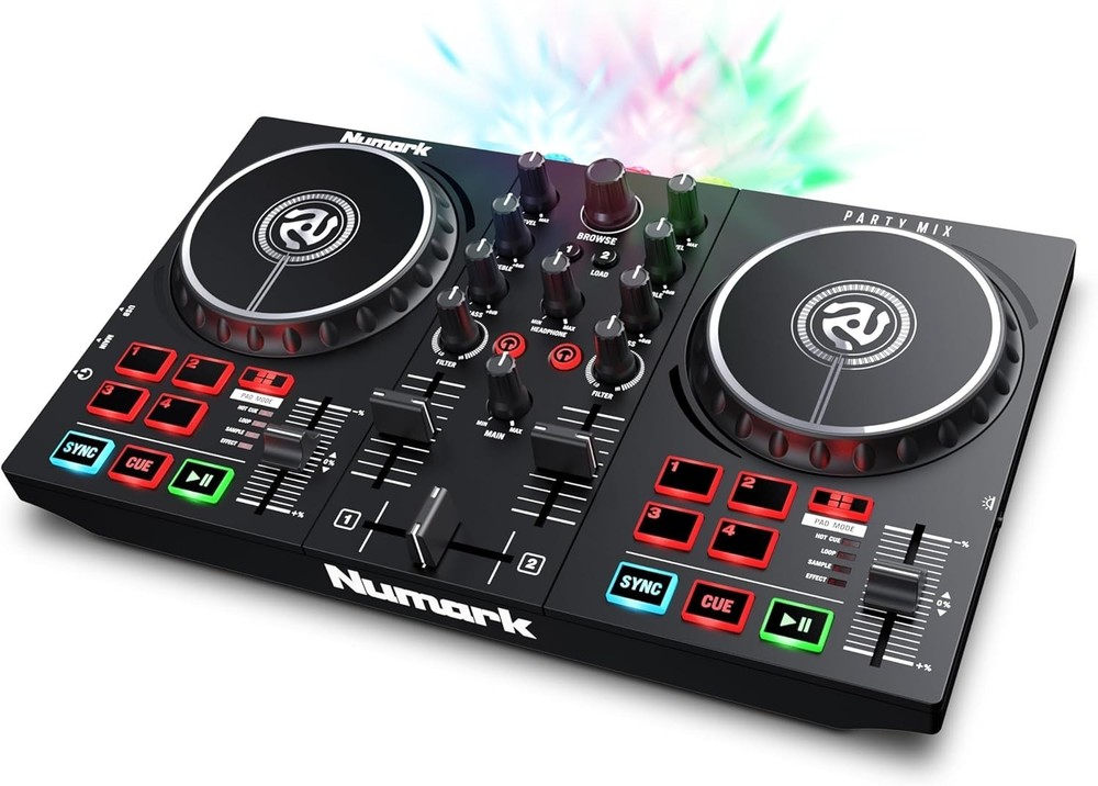 Compact DJ Controller with Lights and Mixer