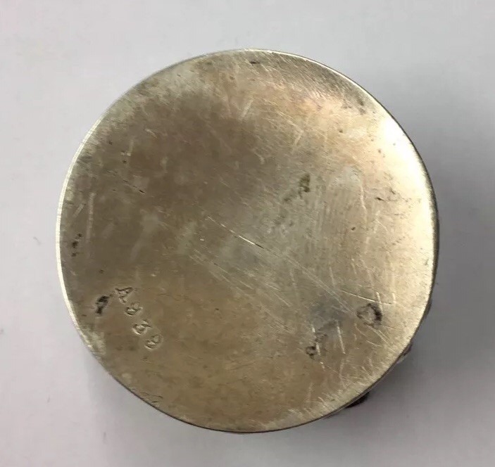 Antique 1908 Comyns & Sons Solid Silver Pill Box Floral Pierced Top