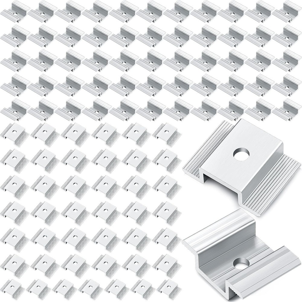 100 Pack Solar Panel Mid Clamps 1.06 Inch Solar Panel Bracket Aluminium Mounting