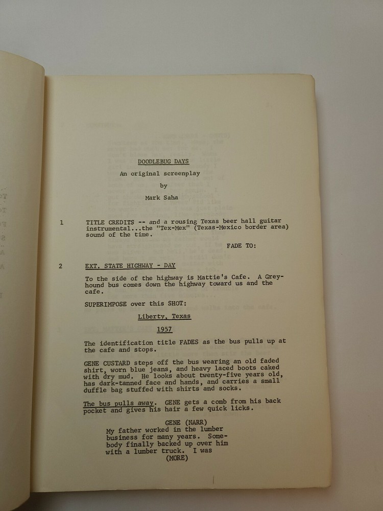 DOODLEBUG DAYS / Mark Saha 1970's Unproduced Screenplay Movie Script