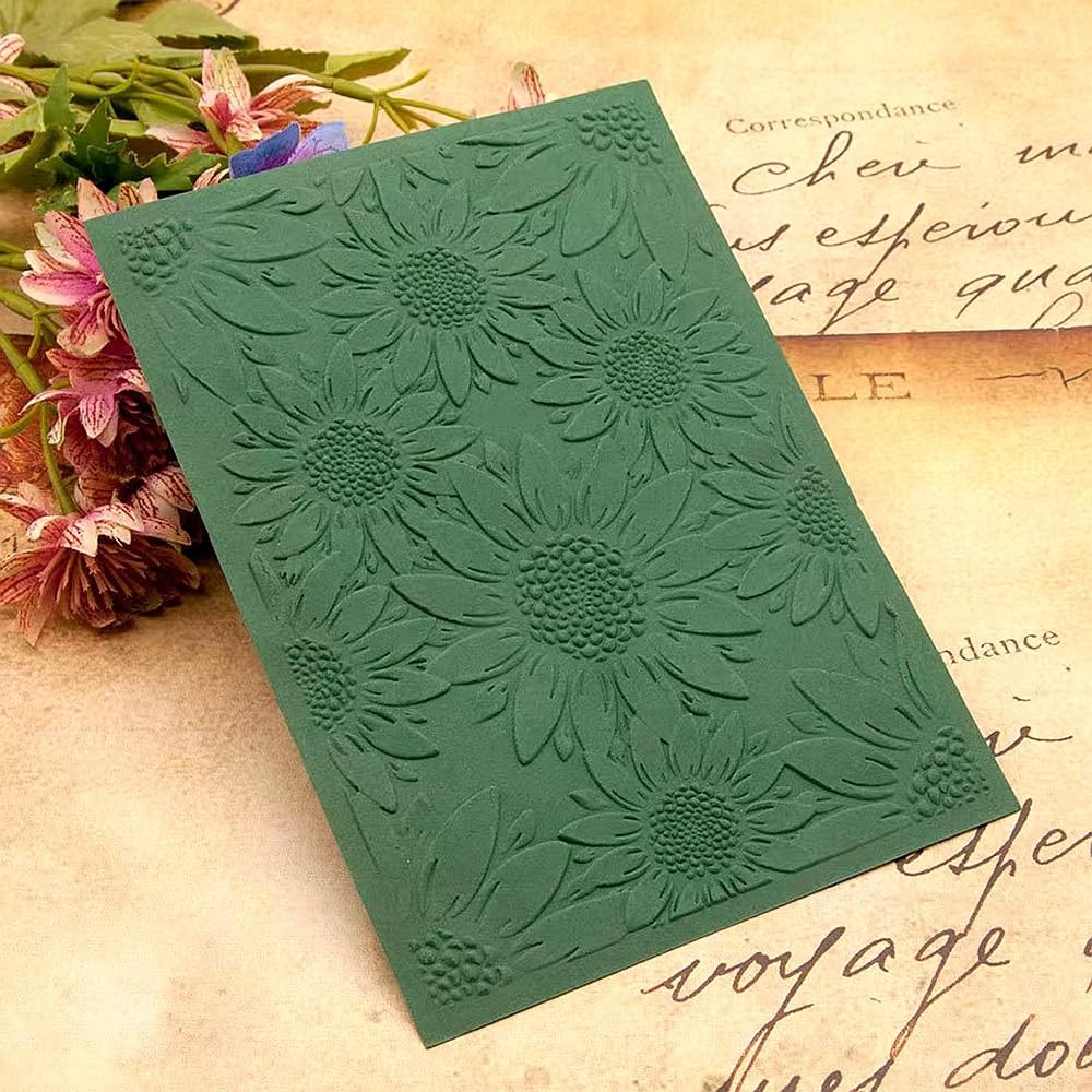 3D Plastic Embossing Folder Template Stereoscopic Sunflower Texture 5x7