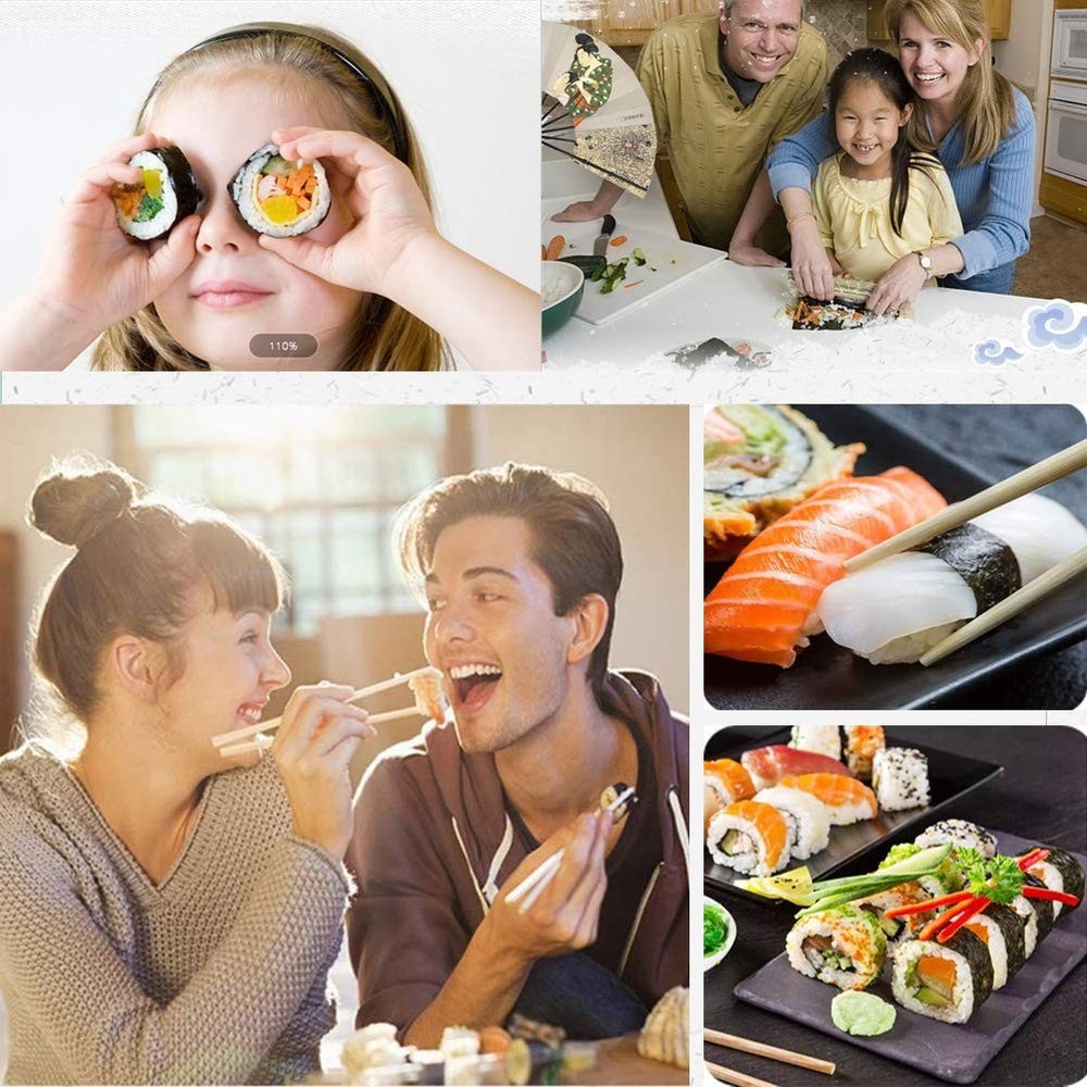 Sushi Making Kit with 2 Bamboo Rolling Mats & Bazooka, 11,