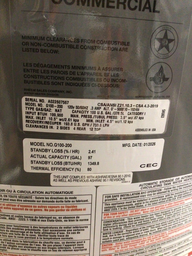 Rheem ProTerra 80-Gallon Hybrid Heat Pump Water Heater PROPH80 T2 RH400-SO NEW