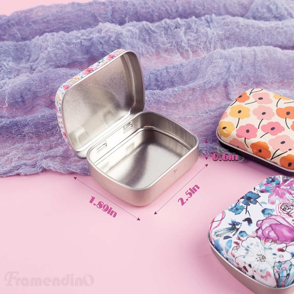 Framendino, 9 Pack Mini Rectangular Iron Tin Box with 9 Pack, 9 Colors 1