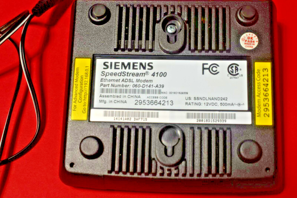 Siemens Speed Stream 4100 Black Ethernet Modem