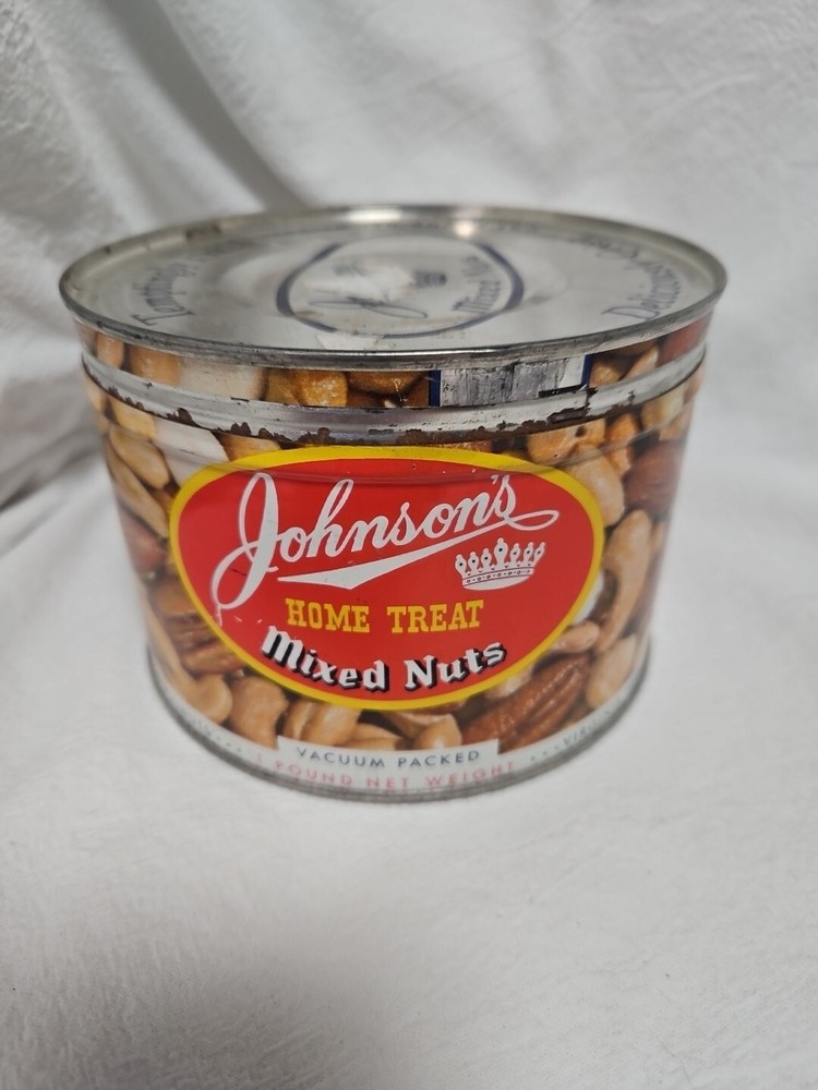 MIXED NUTS JOHNSONS HOPKINS  TIN CAN 1950’s
