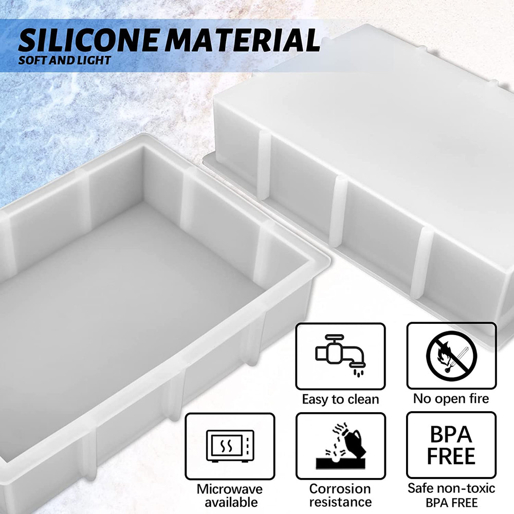 9″ Rectangular Silicone Molds for Epoxy Resin, Crystal Deep Casting Epoxy Mold f