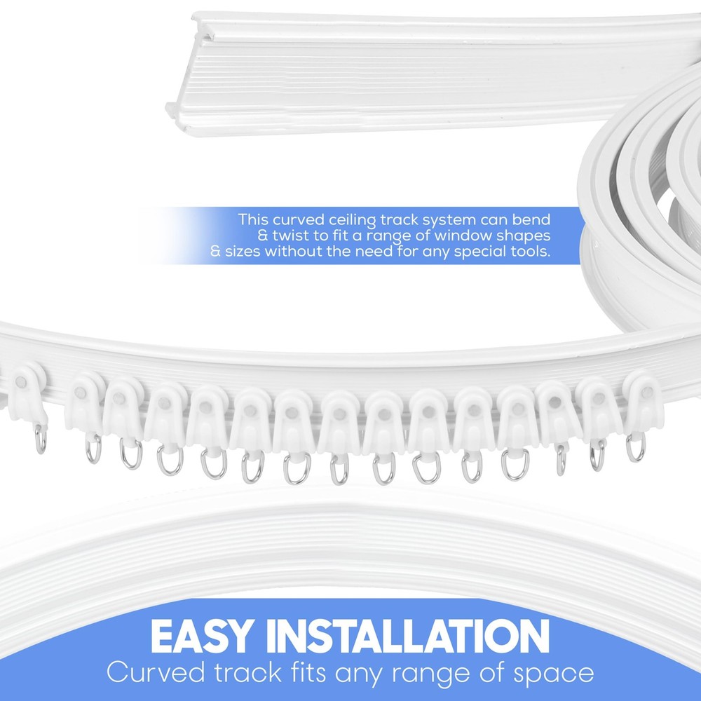 Flexible Ceiling Curtain Track System – 12ft Bendable Ceiling Mounted Curt