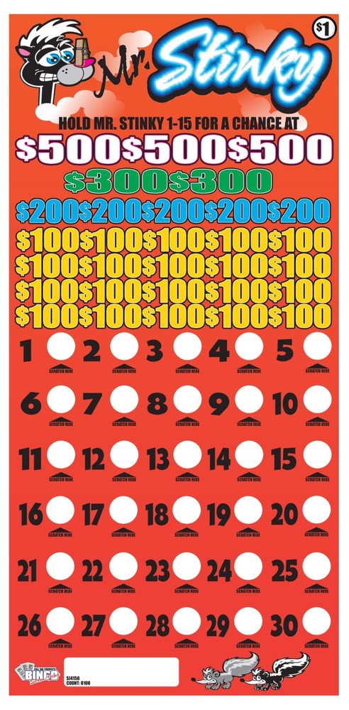 NEW pull tickets MR. STINKY CASHBOARD - 30 WINNERS