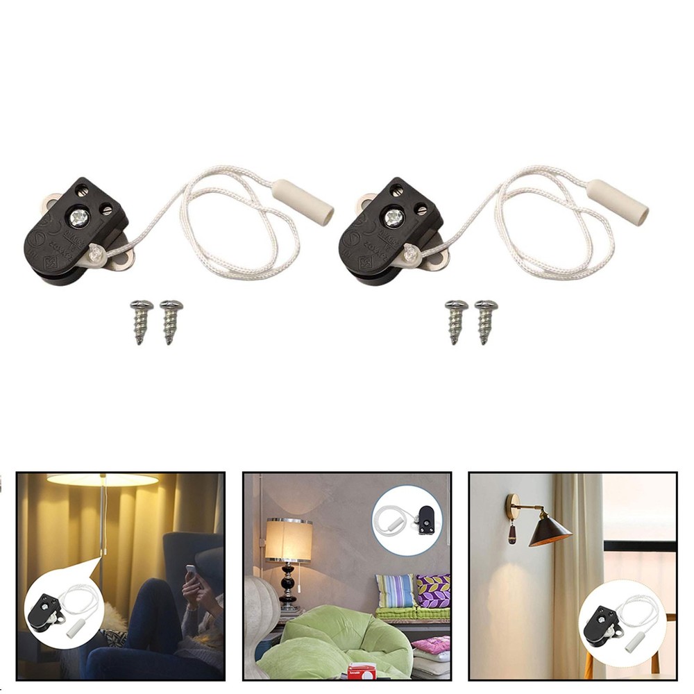 2PCS Pull Switch with Cord for Lighting Control 2A 250V Compact Design