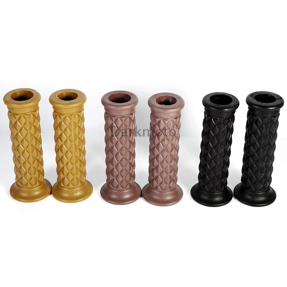 Motorcycle Rubber Hand Grips 1" 7/8" Handlebar Grip Vintage Diamond Pattern