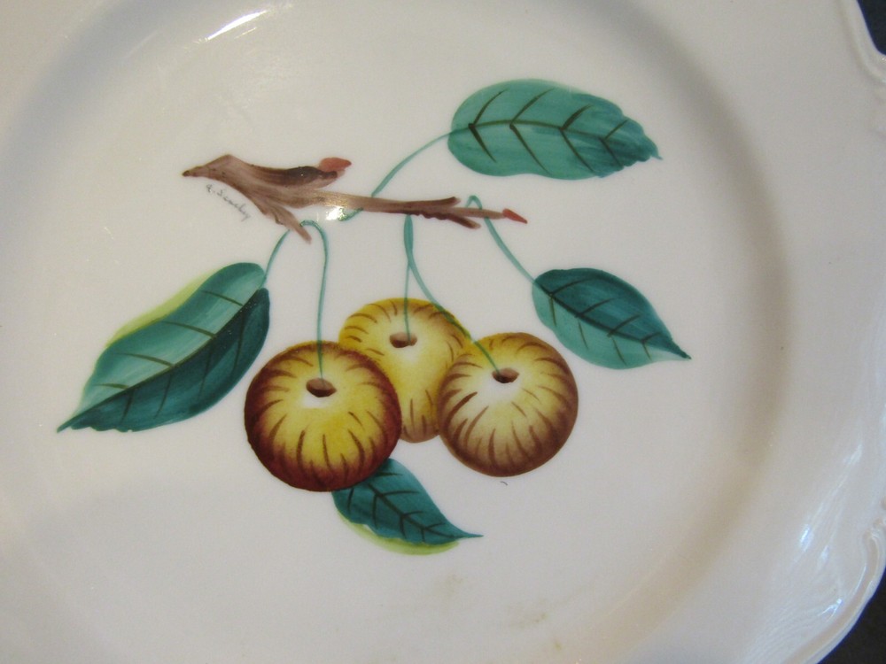 Castleton Studios CHERRIES 9 1/8" Luncheon Plate Painted-AMERICAN FRUIT PRINT