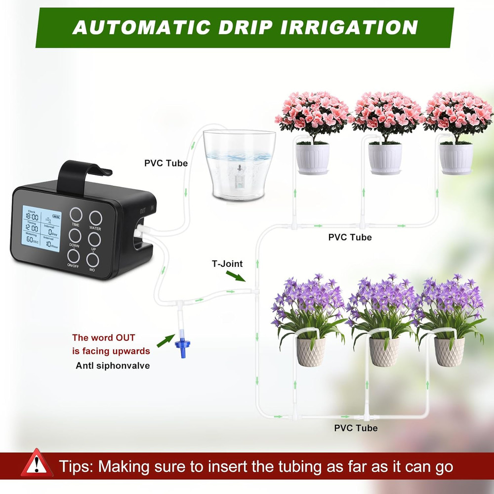 Automatic Plant Waterer Indoor: Drip Irrigation System with Large Display, Easy