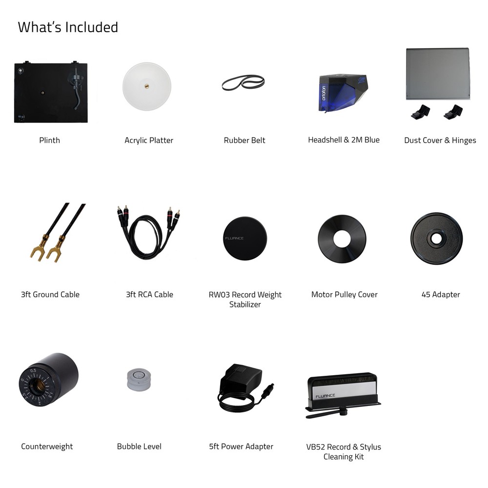 Fluance RT85 Reference Turntable with Record Weight and Vinyl Cleaning Kit