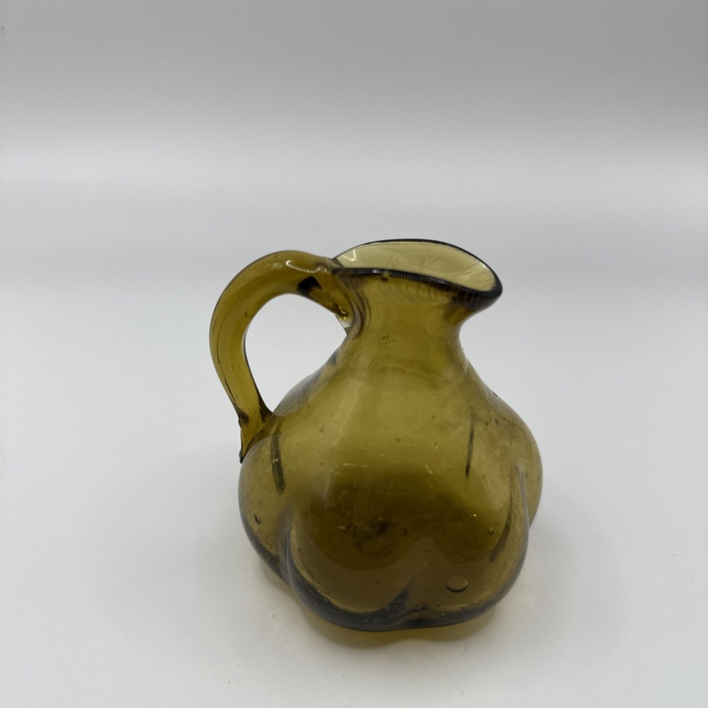 Small Amber Hand Blown Pitcher